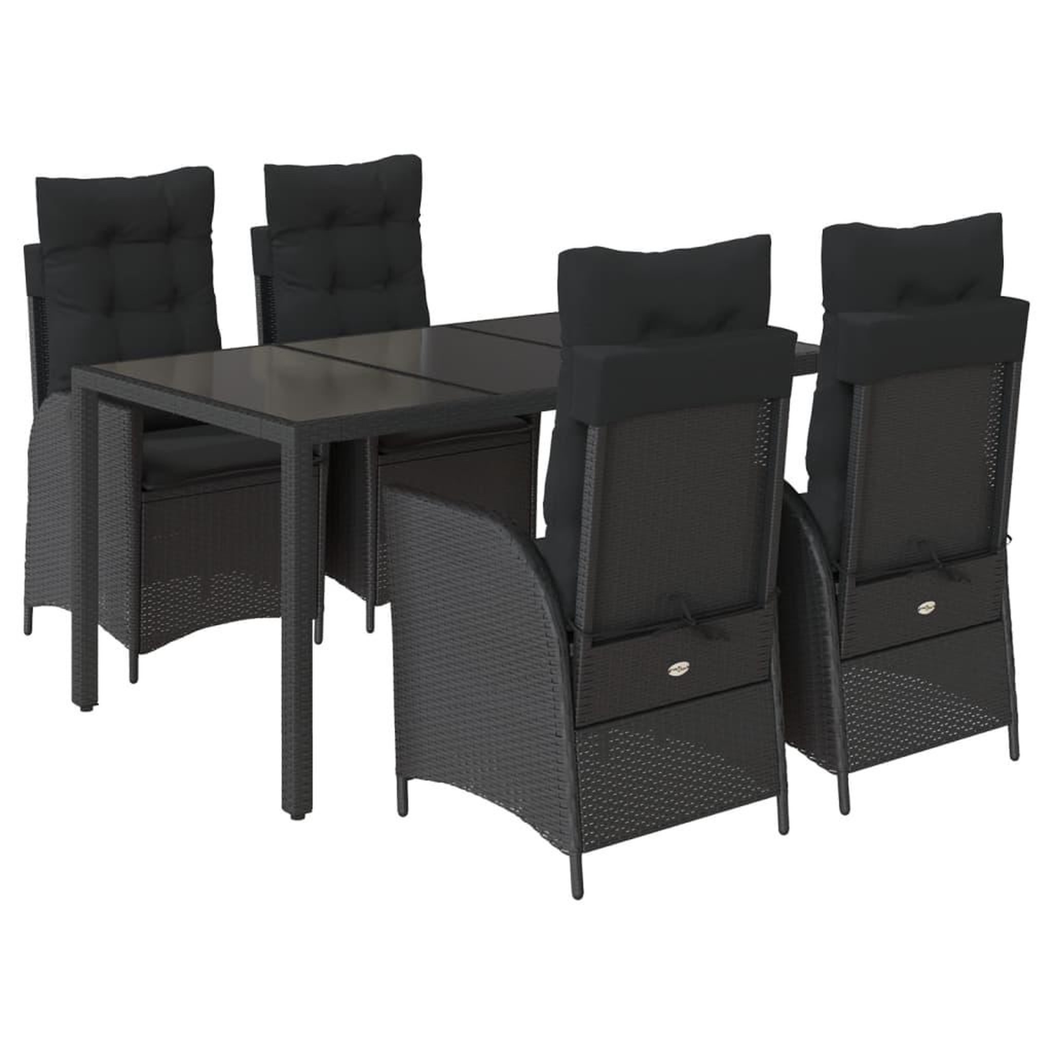 Voir la diapositive 2 : VIDAXL Ensemble a manger de jardin coussins 5pcs Noir Resine tressee