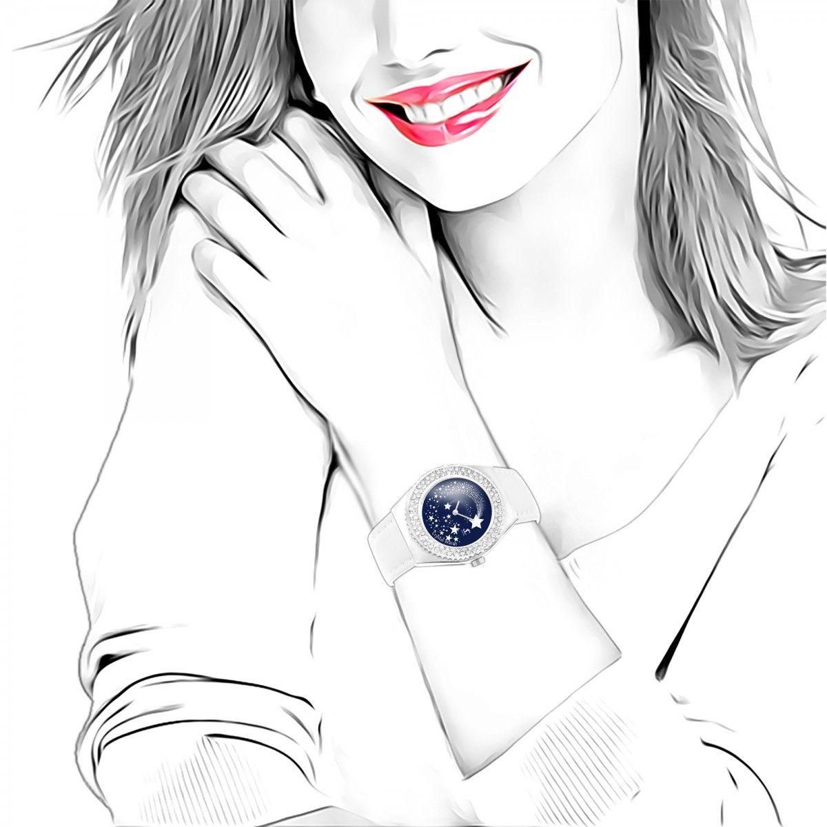 SC CRYSTAL Montre Alysson étoiles à mouvement tournant SC Crystal ornée de Cristaux scintillants