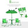 Voir la diapositive 4 : OUTSUNNY Ensemble salon de jardin enfant 4 pcs design grenouille - table ronde + 2 chaises pliables + parasol - métal époxy oxford vert
