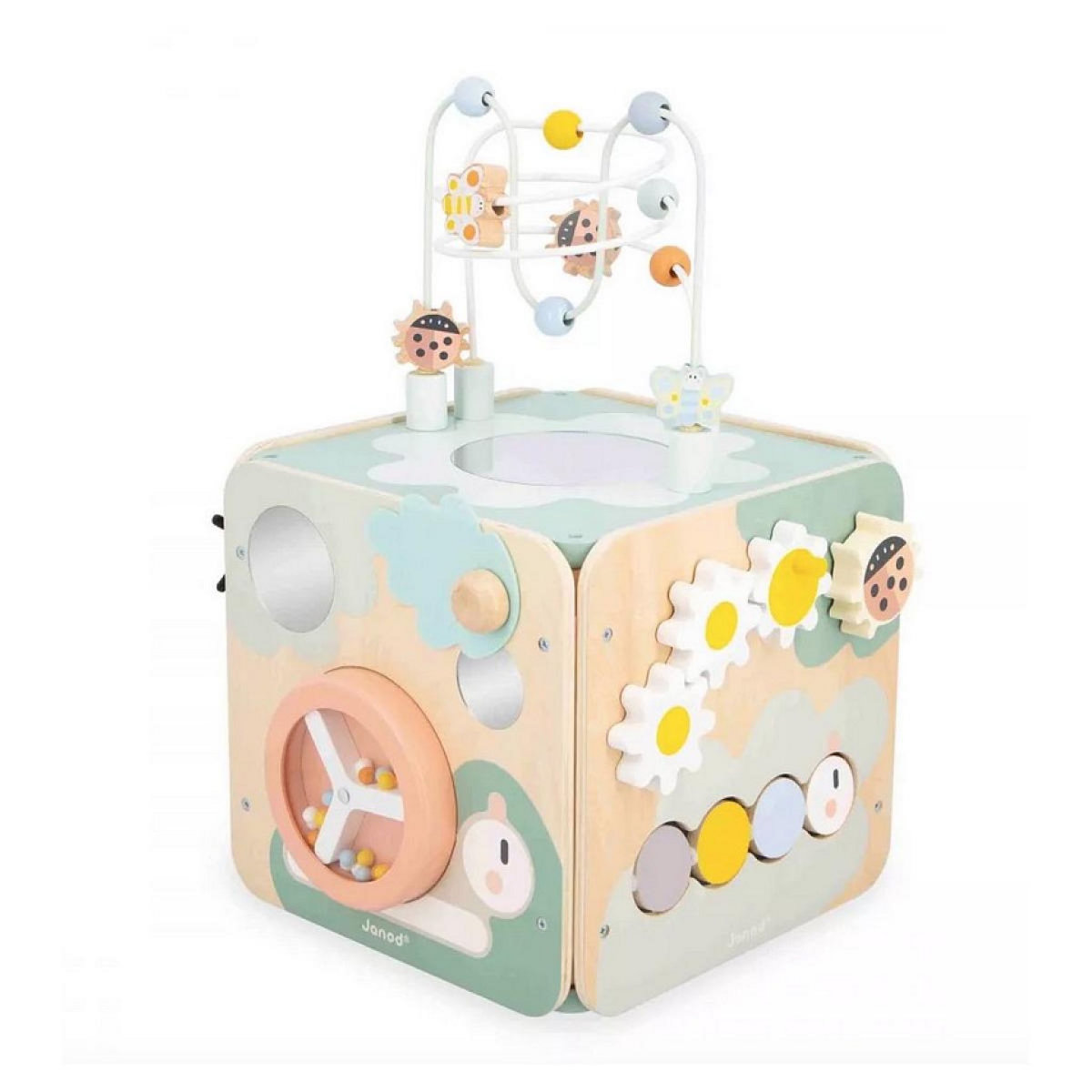 Juratoys-Janod Cube d'activités Maxi Cube Sweet Cocoon pour Bébé - Plus de 10 Jeux Amusants