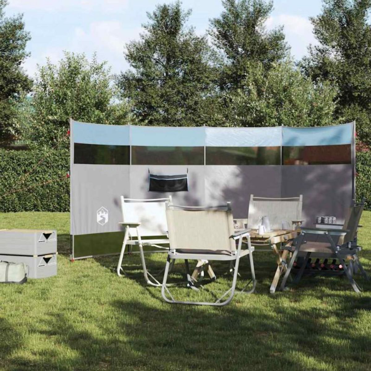 VIDAXL Brise vent de camping bleu 366x152x152 cm imperméable