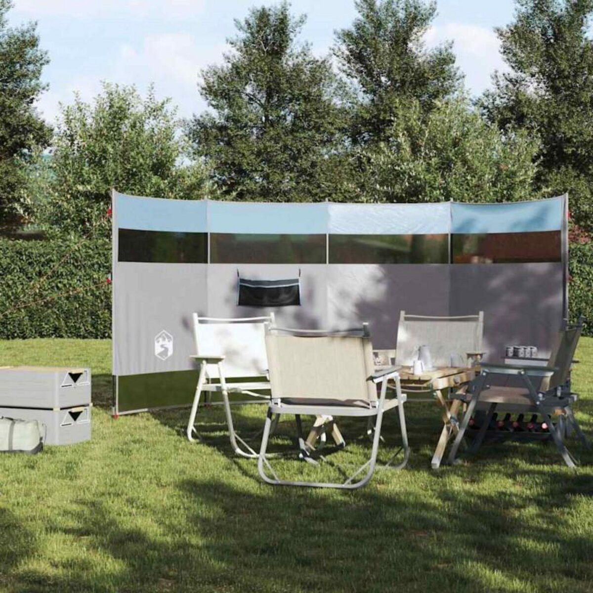 VIDAXL Brise vent de camping bleu 366x152x152 cm imperméable