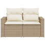 Voir la diapositive 4 : VIDAXL Canape de jardin avec coussins 2 places beige resine tressee
