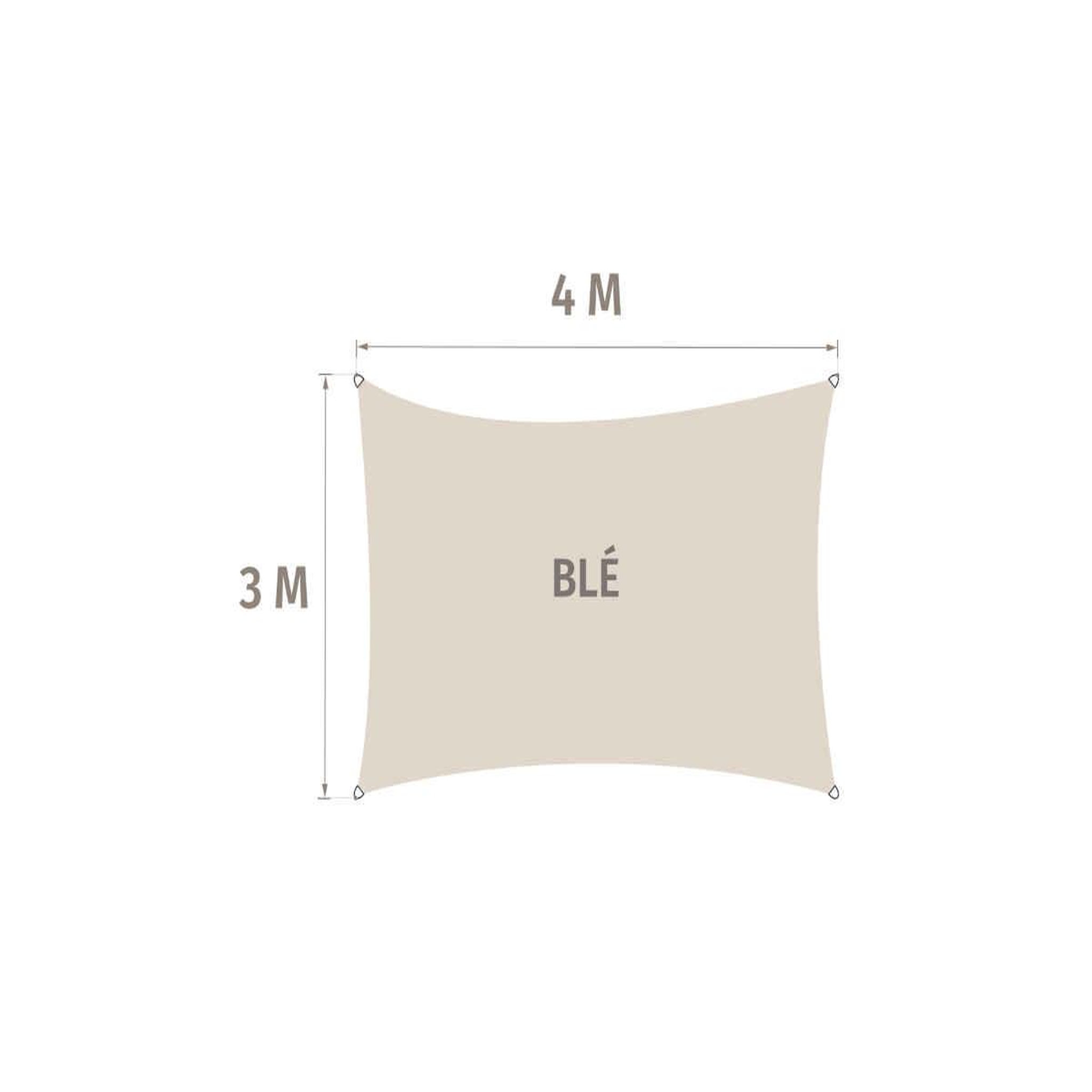 Voir la diapositive 3 : HESPERIDE Voile d'ombrage solaire rectangulaire Elyora Blé - 4 x 3 m - Hespéride