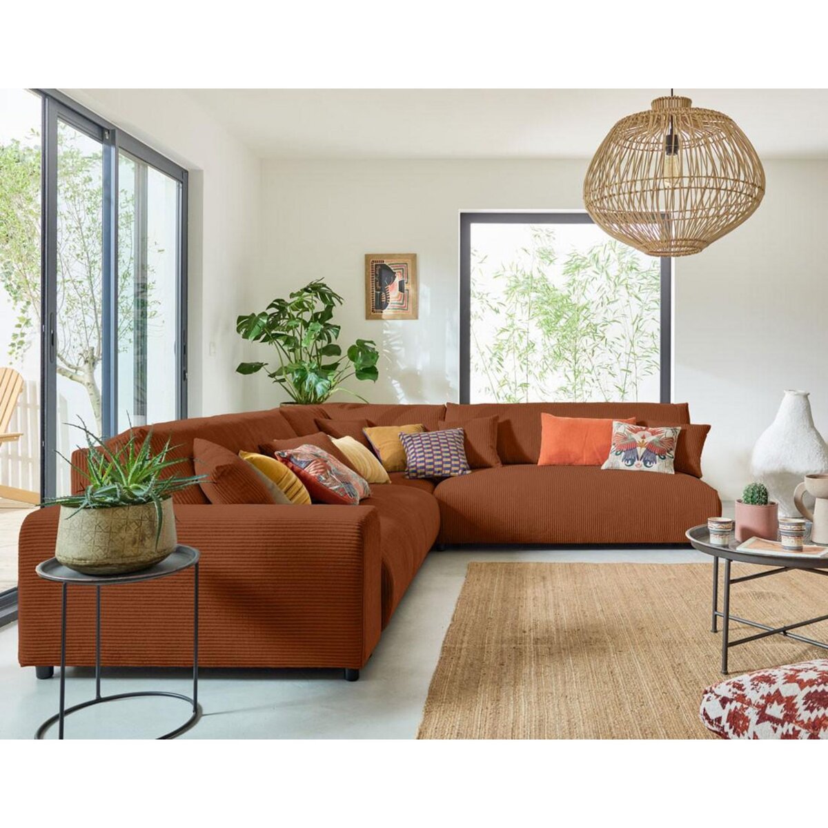 LISA DESIGN Garance - canapé modulable d'angle droit - 6 places - en velours côtelé