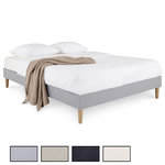 IDIMEX Sommier tapissier QUIMPER 140 x 190 cm revêtement tissu. Coloris disponibles : Blanc, Gris, Beige, Noir