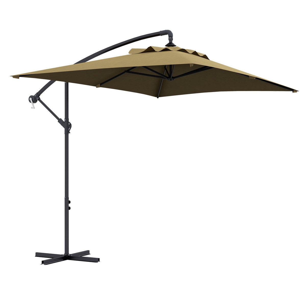 OUTSUNNY Parasol déporté rectangulaire dim. 294L x 193l x 250H cm pied en croix kaki