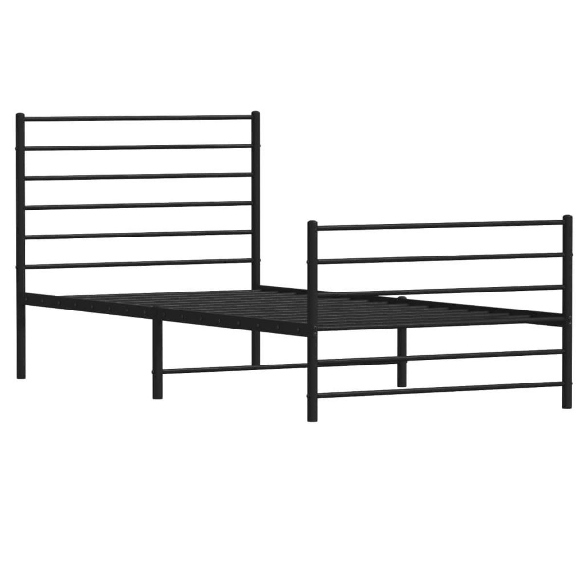 VIDAXL Cadre de lit metal sans matelas avec pied de lit noir 80x200 cm