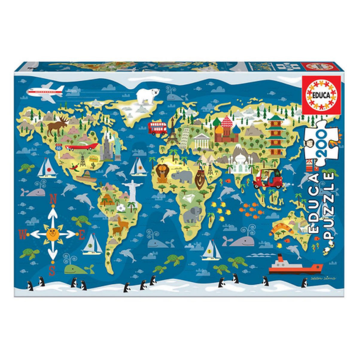 EDUCA Educa puzzles 200 pieces mappemonde