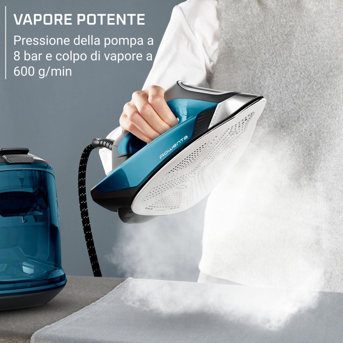 ROWENTA Rowenta VR9043F0 Centrale vapeur 2800 W 1,8 L Semelle en acier inoxydable Noir, Bleu