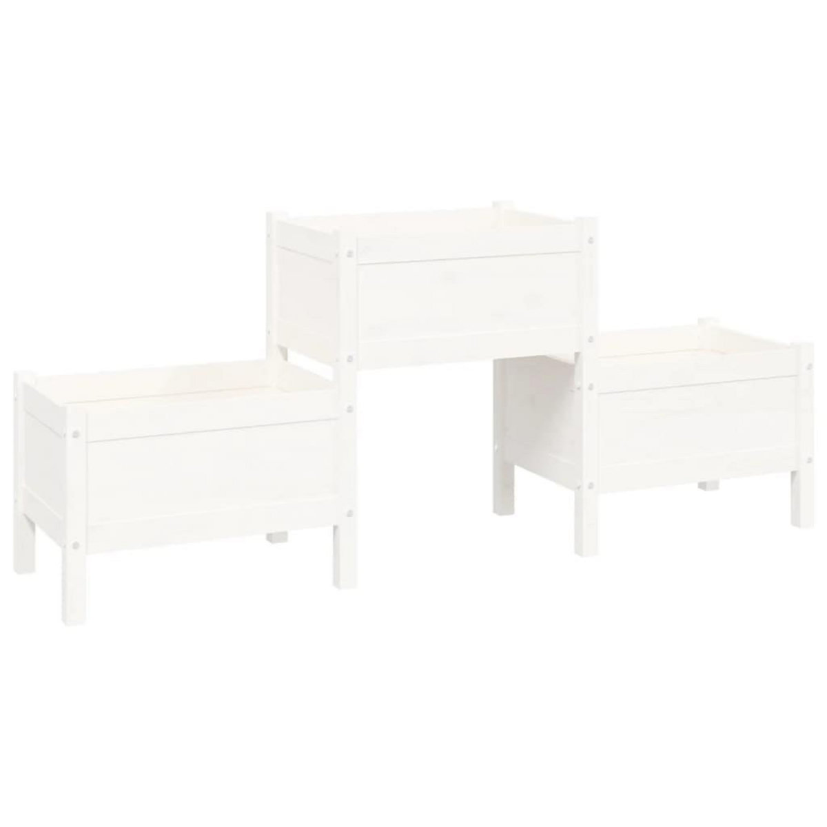 VIDAXL Jardiniere Blanc 178,5x44x75 cm Bois massif de pin