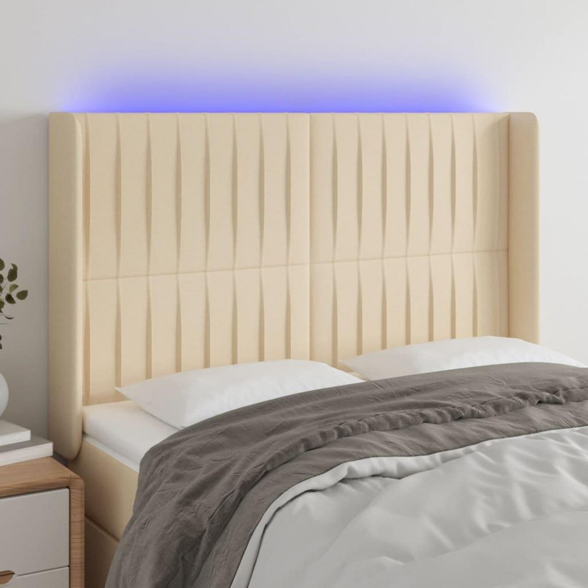 VIDAXL Tete de lit a LED Creme 147x16x118/128 cm Tissu