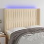 Voir la diapositive 1 : VIDAXL Tete de lit a LED Creme 147x16x118/128 cm Tissu