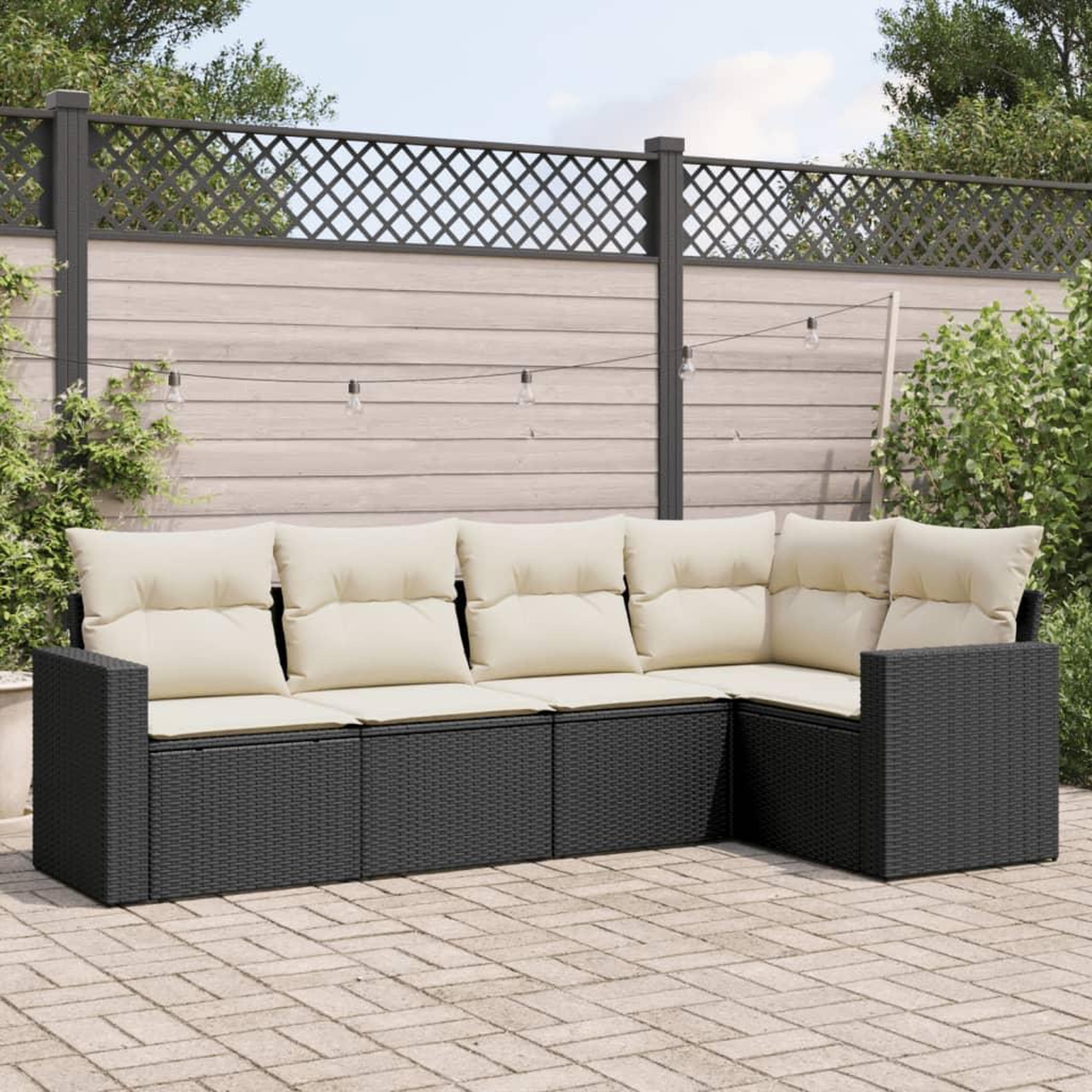 VIDAXL Salon de jardin 5 pcs avec coussins noir resine tressee