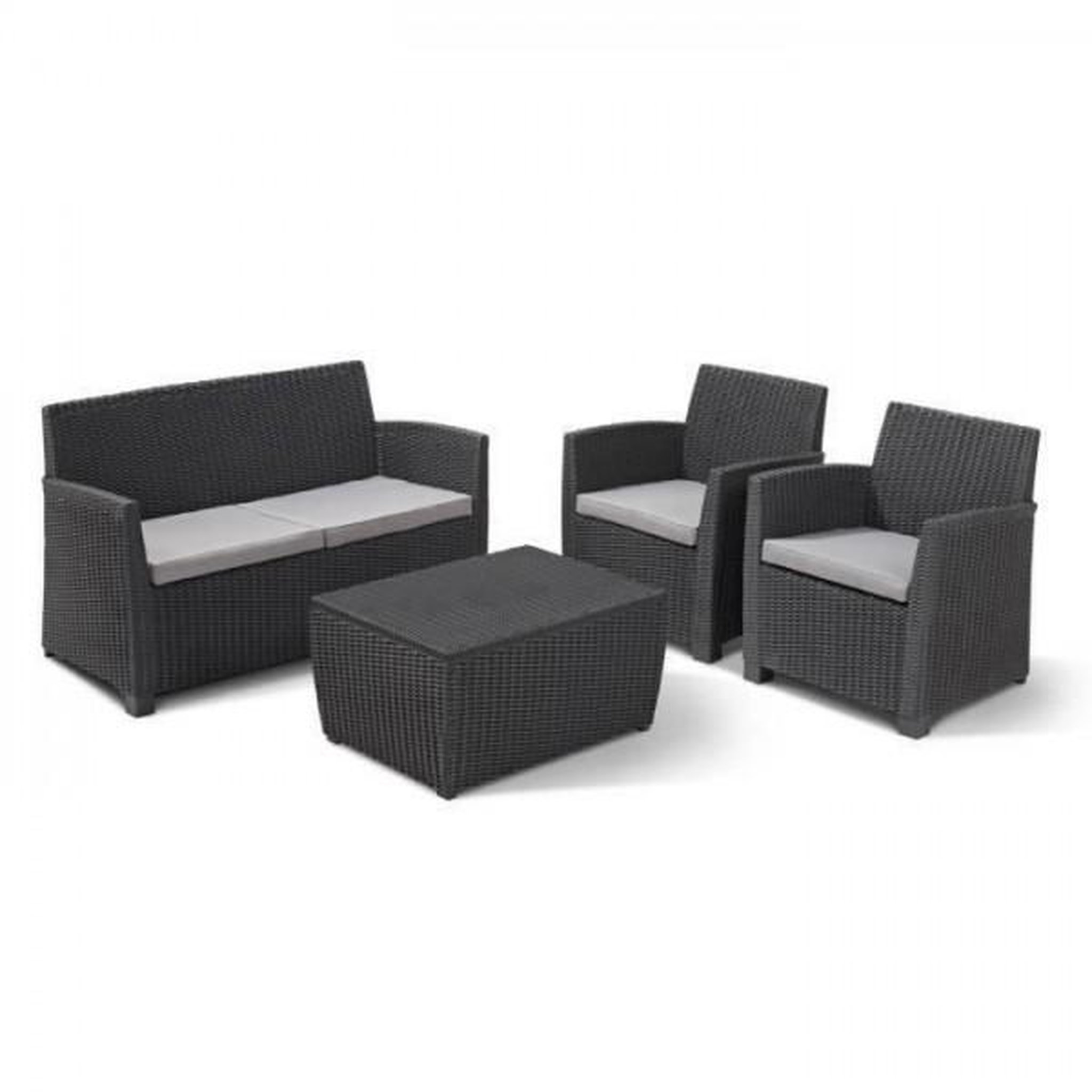 Voir la diapositive 1 : ALLIBERT by KETER Salon de jardin - résine imitation rotin tressé - Allibert by KETER - 4 personnes - Mia - Gris graphite