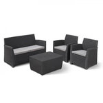 ALLIBERT by KETER Salon de jardin - résine imitation rotin tressé - Allibert by KETER - 4 personnes - Mia - Gris graphite
