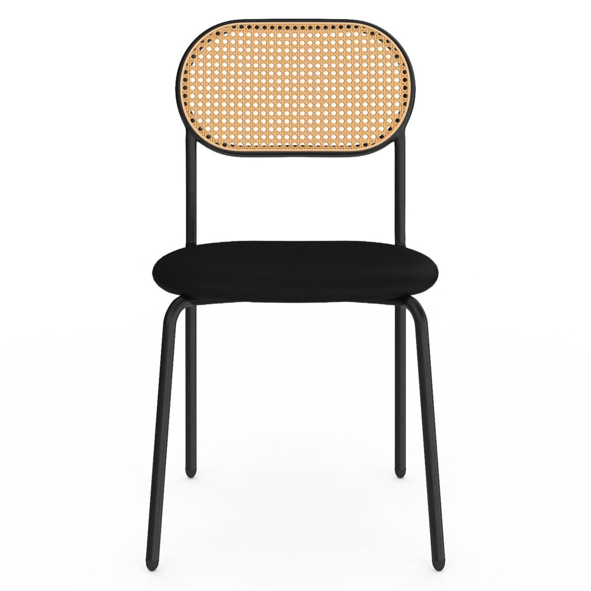 Voir la diapositive 4 : ID MARKET Lot de 4 chaises vintage clotilde en métal noir et dossier cannage pour salle à manger