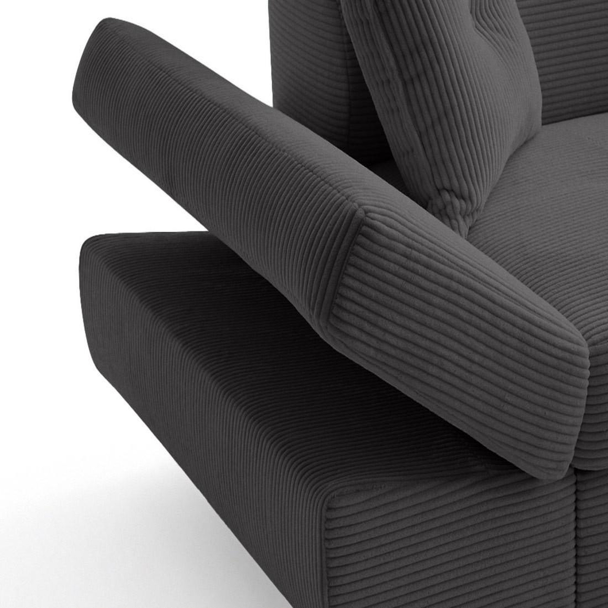 Voir la diapositive 4 : BEST MOBILIER Lisbona - canapé d'angle droit 5 places convertible avec têtières en velours côtelé