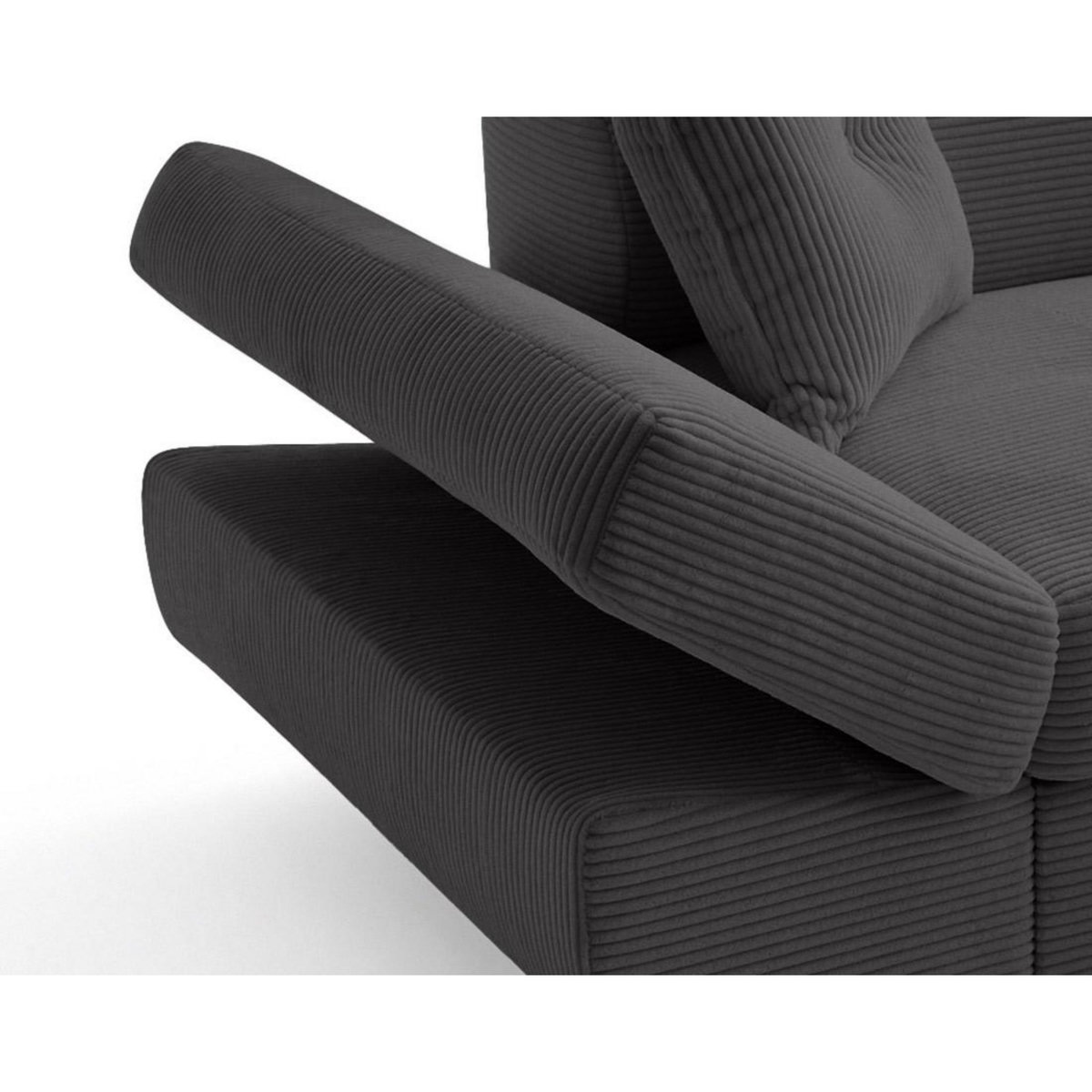 BEST MOBILIER Lisbona - canapé d'angle droit 5 places convertible avec têtières en velours côtelé