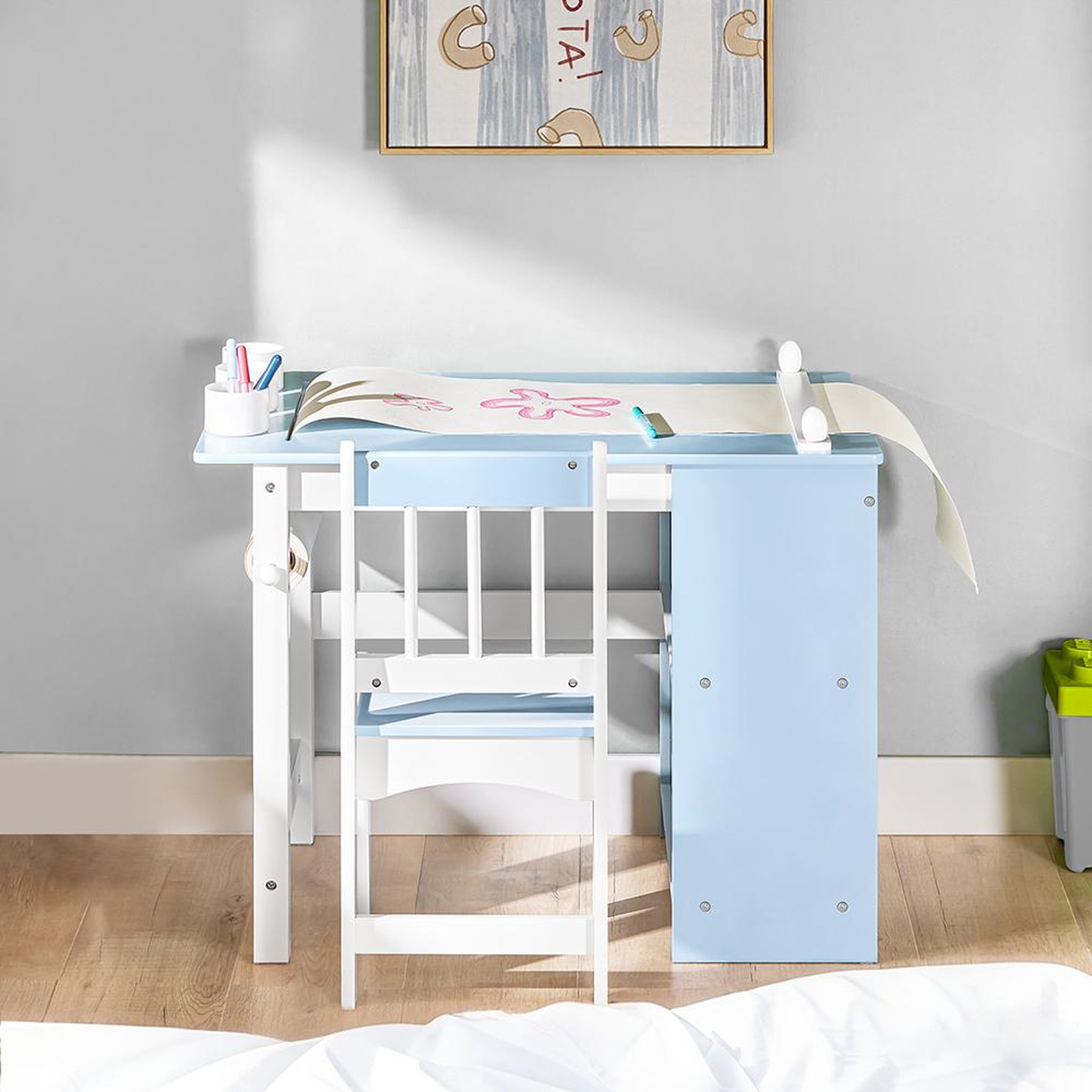 Voir la diapositive 6 : SOBUY SoBuy - Ensemble Table Et Chaise Enfant avec 2 étagères - Nordique - KMB60