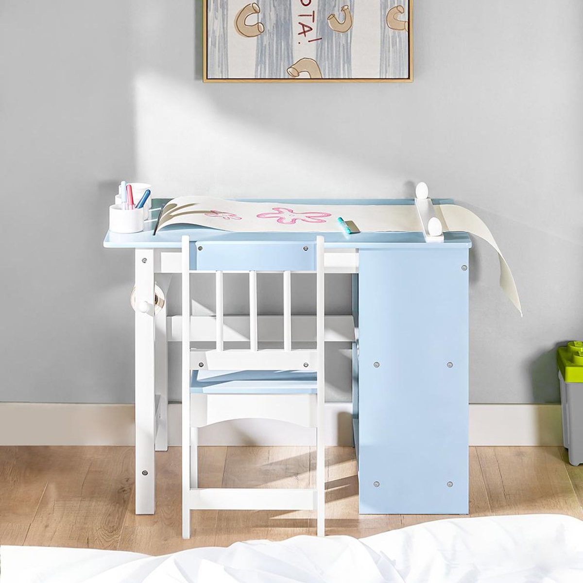 SOBUY SoBuy - Ensemble Table Et Chaise Enfant avec 2 étagères - Nordique - KMB60