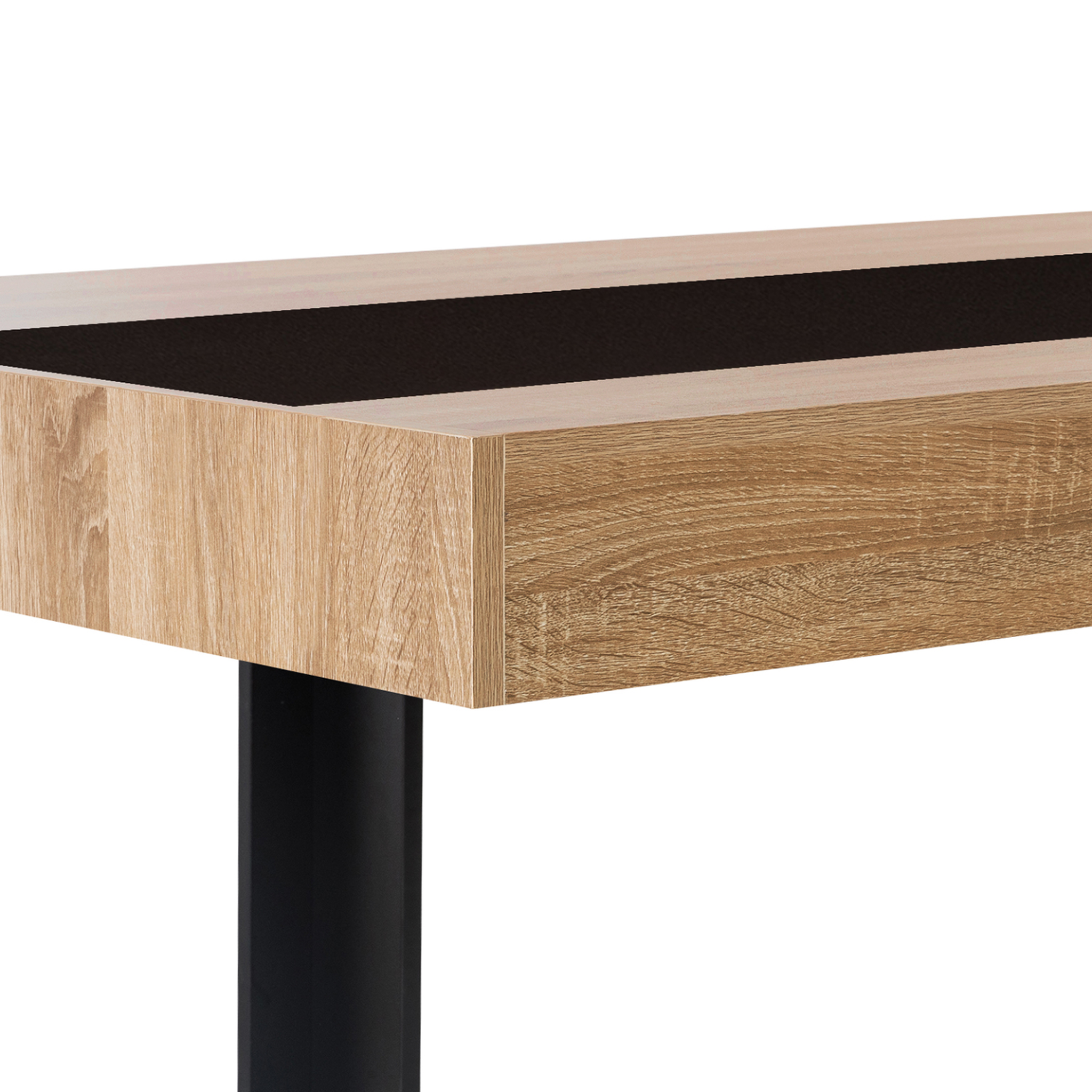 Voir la diapositive 5 : ID MARKET Table à manger rectangle phoenix 8 personnes bois et noir bande centrale noire 200 cm