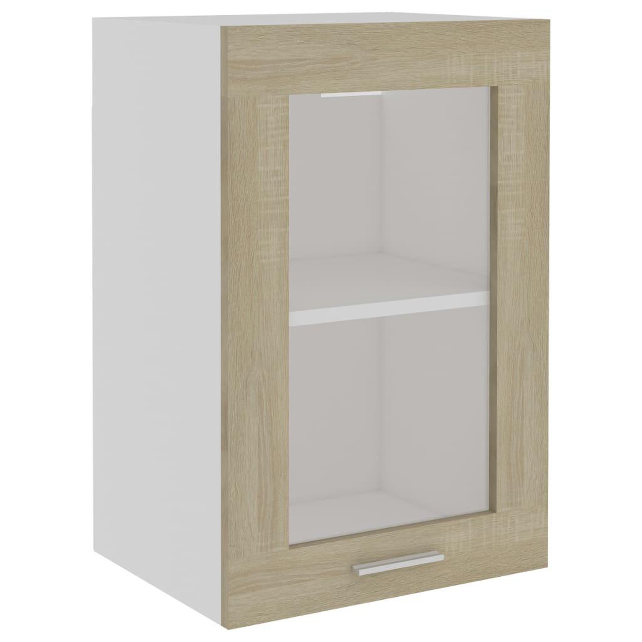 Voir la diapositive 2 : VIDAXL Armoire en verre suspendue Chene sonoma Bois d'ingenierie