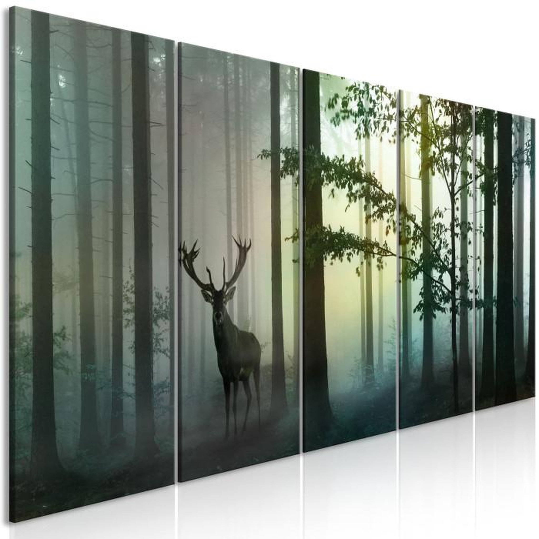 Paris Prix Tableau Imprimé 5 Panneaux  Morning Narrow Green. Coloris disponibles : Multicolore