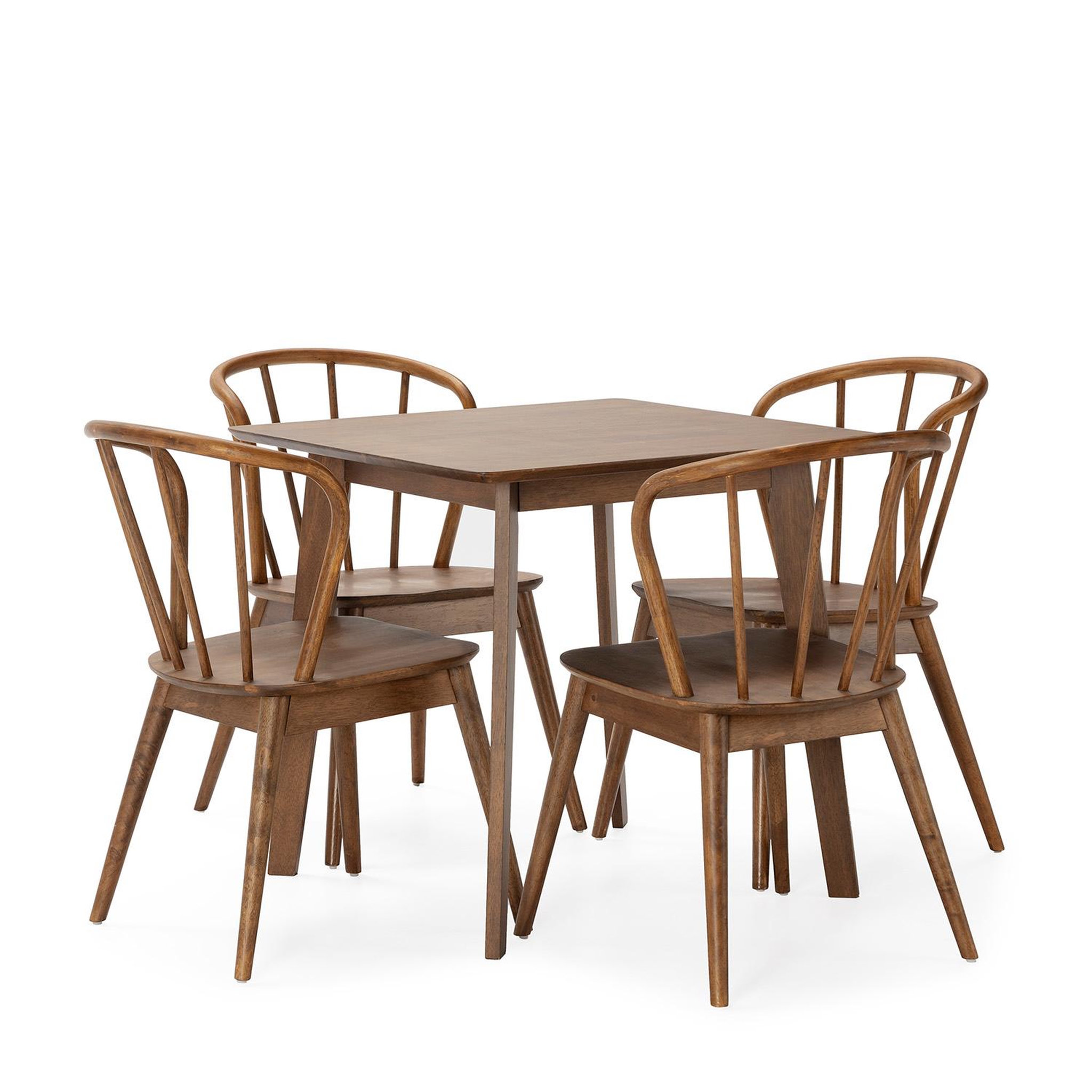 VS VENTA-STOCK Ensemble table 80x80 cm et 4 chaises de salle à manger Brisa Noyer