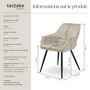 Voir la diapositive 6 : tectake Chaise de salle à manger en velours matelassée et capitonnée crème/noir Lot de 2