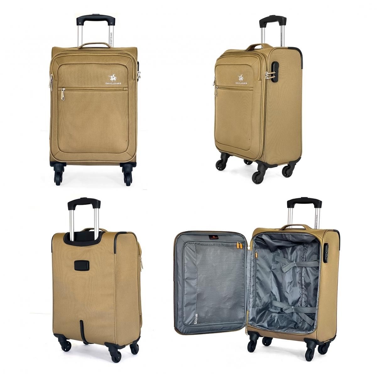 David Jones Lot de 3 valises souples dont 1 cabine