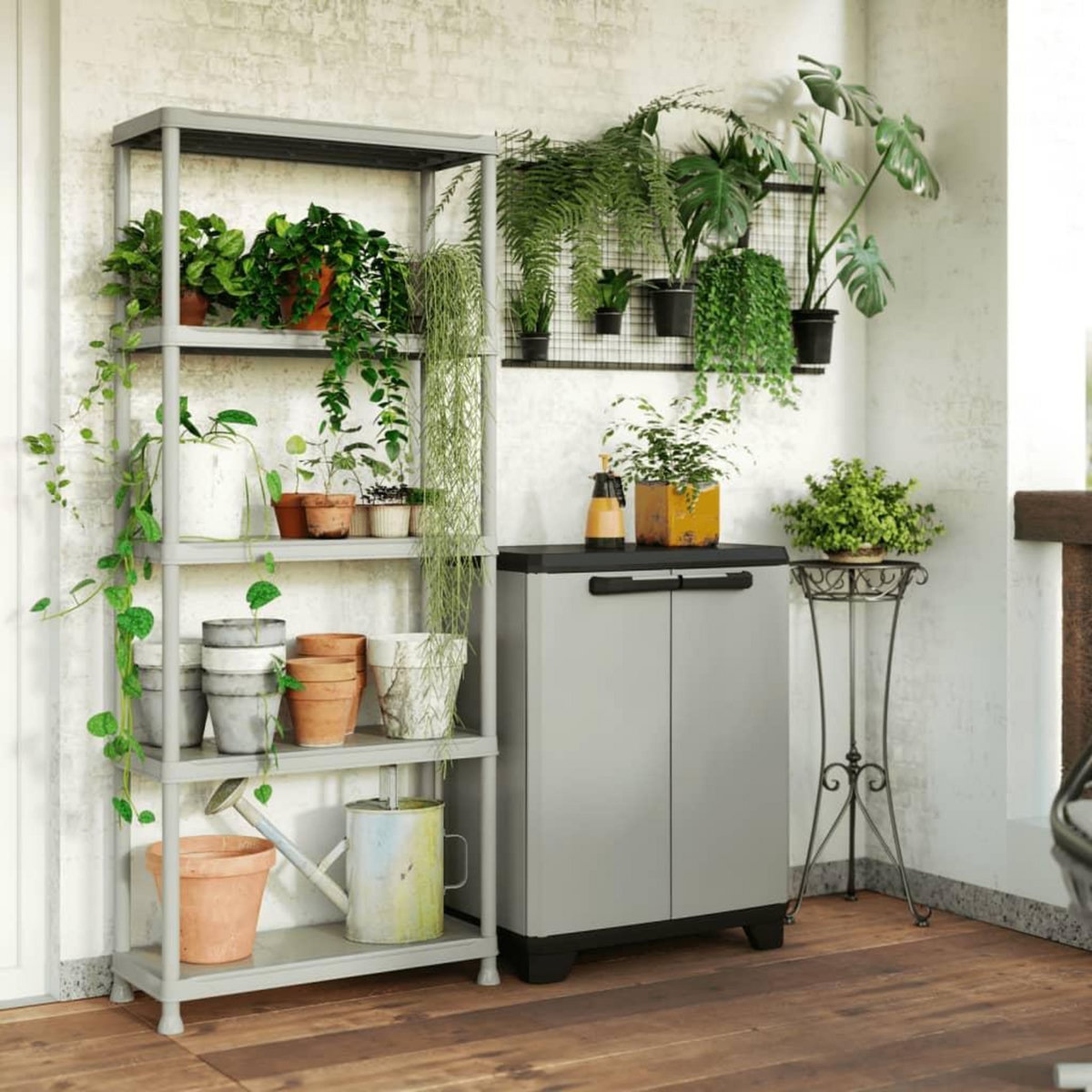 Keter Keter Armoire basse de rangement Planet gris et noir