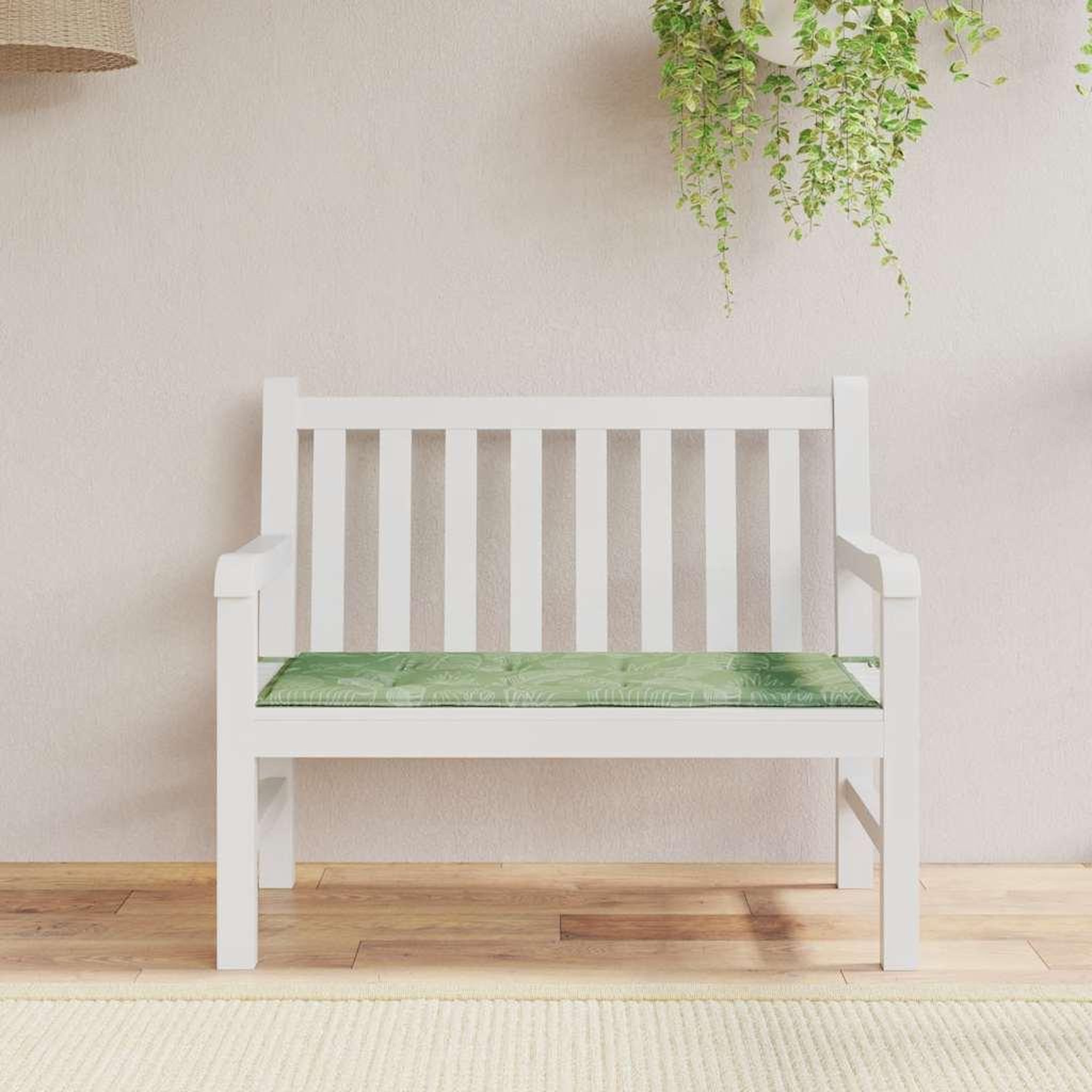 VIDAXL Coussin de banc de jardin motif de feuilles 120x50x3 cm