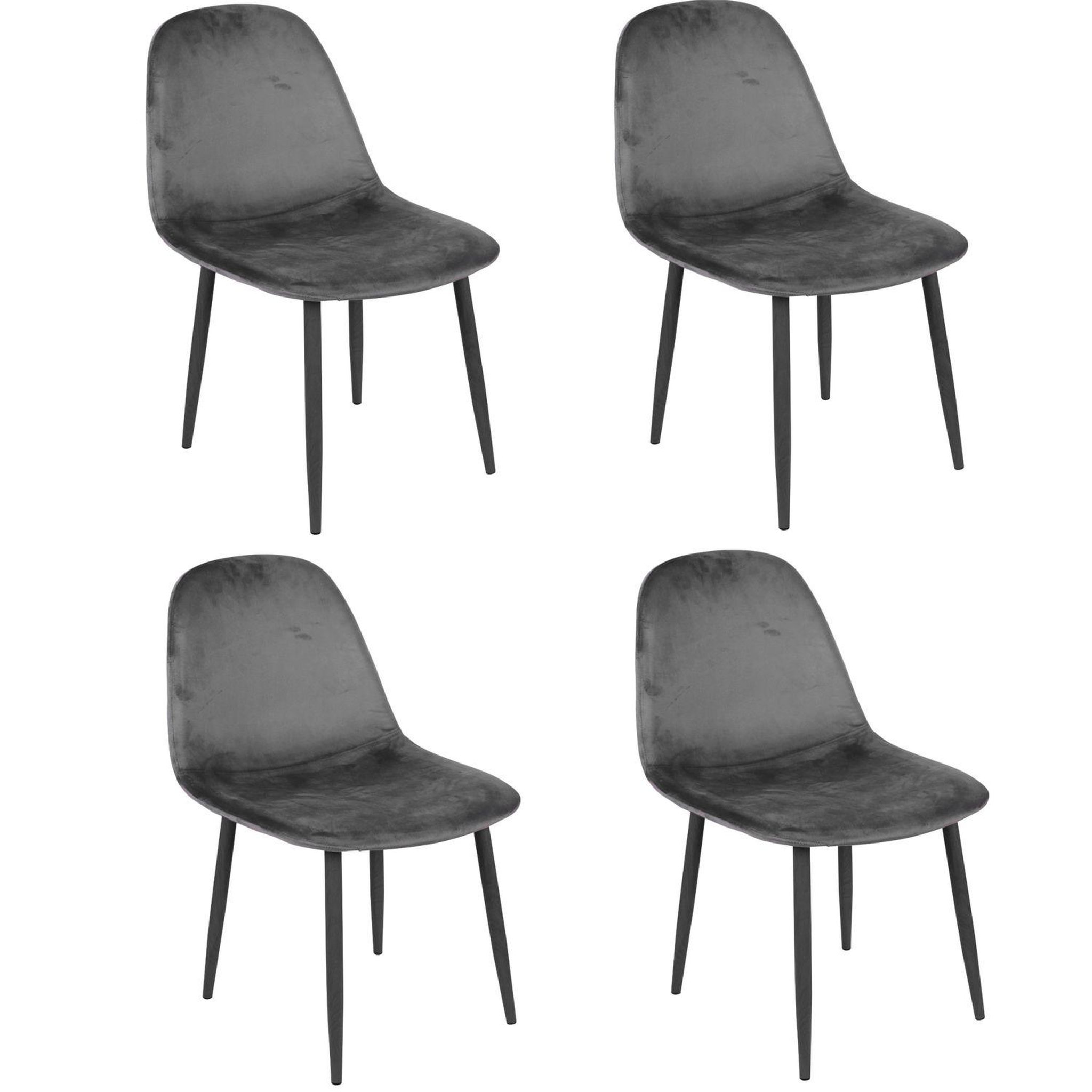 TOILINUX Lot de 4 chaises de table design velours inoui. Coloris disponibles : Gris, Rouge, Noir, Vert