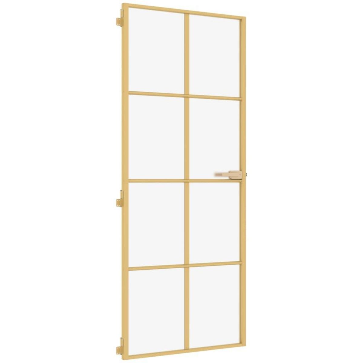 VIDAXL Porte interieure mince dore 83x201,5 cm verre trempe aluminium