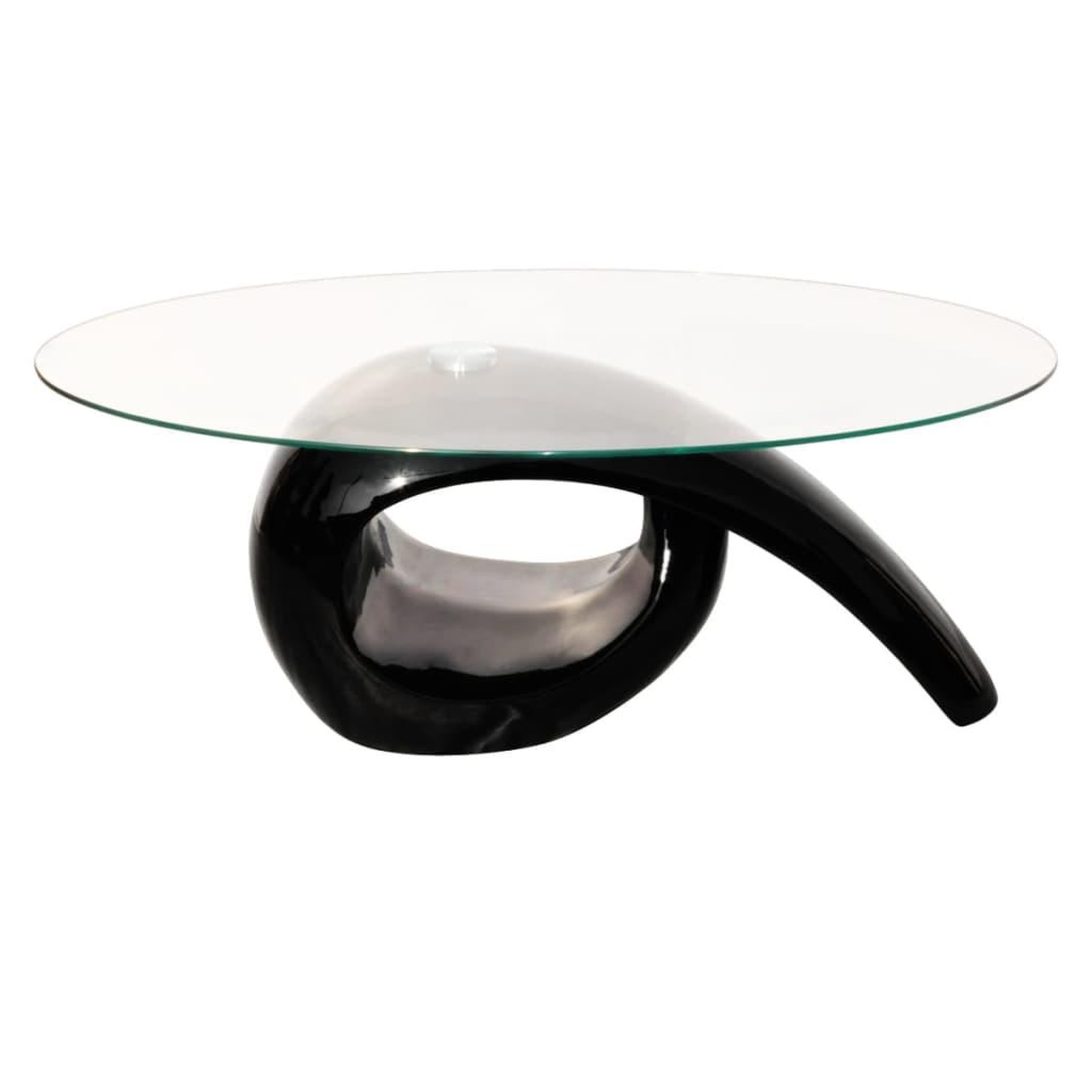 Voir la diapositive 3 : VIDAXL Table basse avec dessus de table en verre ovale Noir brillant