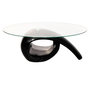 Voir la diapositive 3 : VIDAXL Table basse avec dessus de table en verre ovale Noir brillant