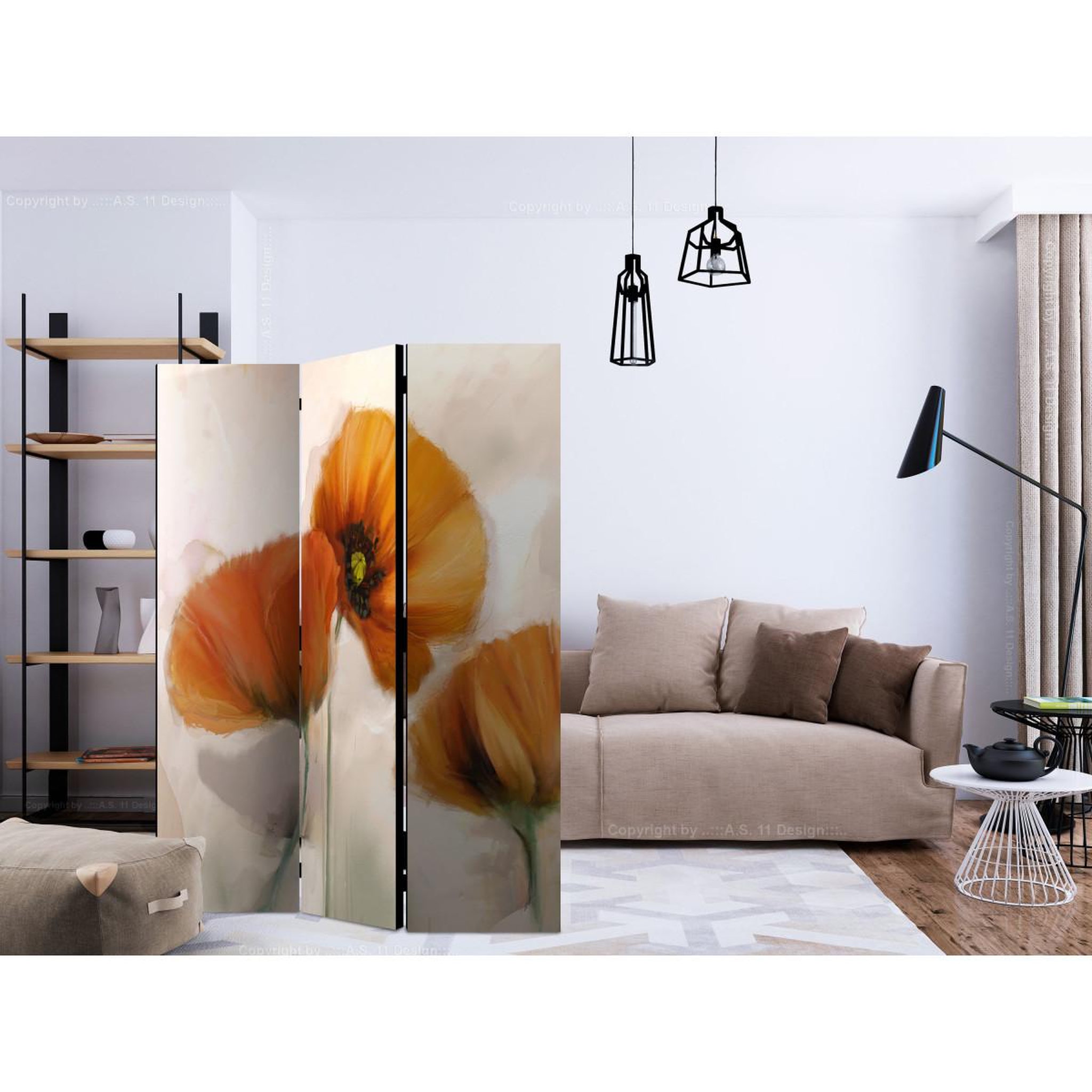Voir la diapositive 2 : Paris Prix Paravent 3 volets  poppies vintage  135x172cm