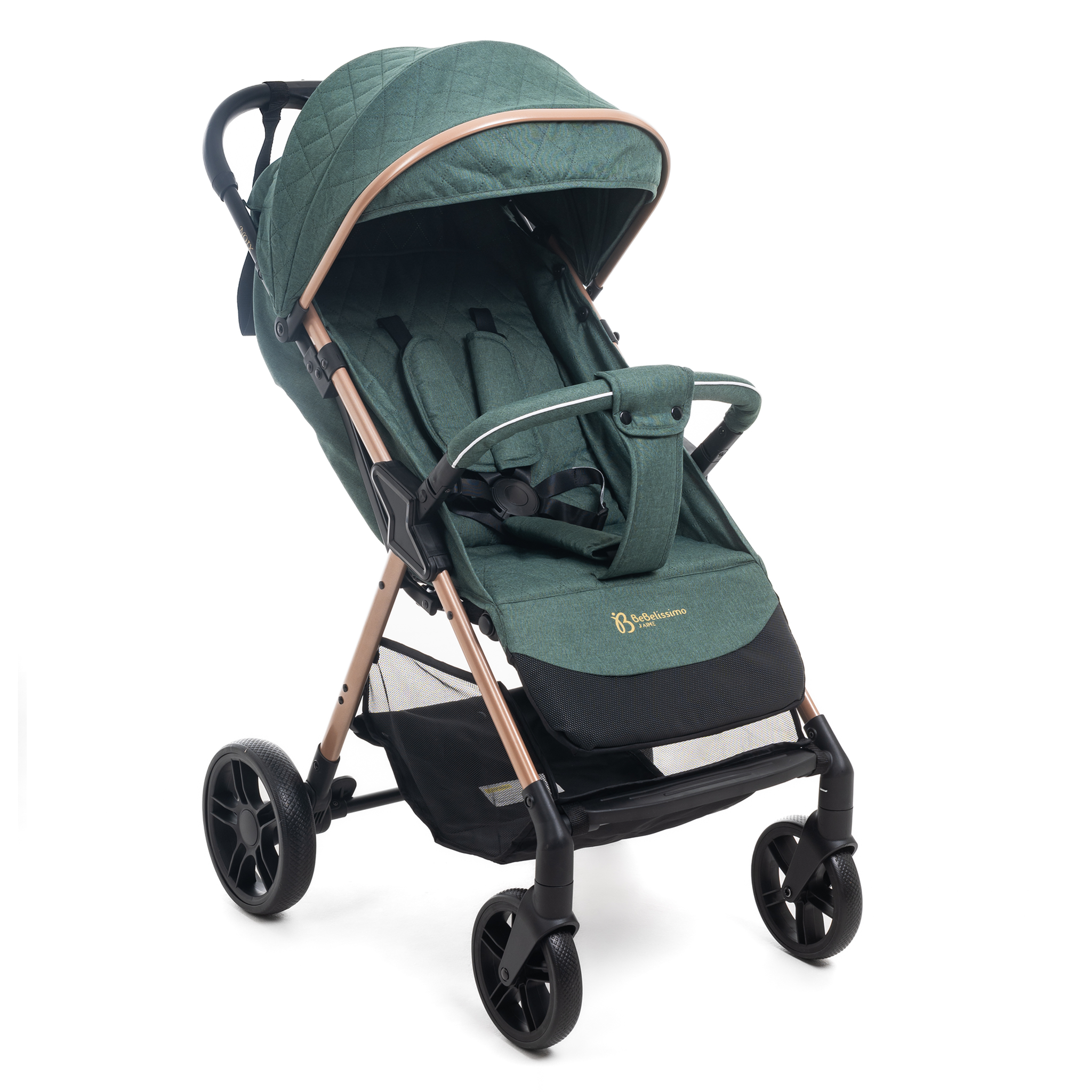 Voir la diapositive 2 : BEBELISSIMO Poussette Bébé Canne Ultra Compacte – Légère – Pliage à Une Main – Noix - vert