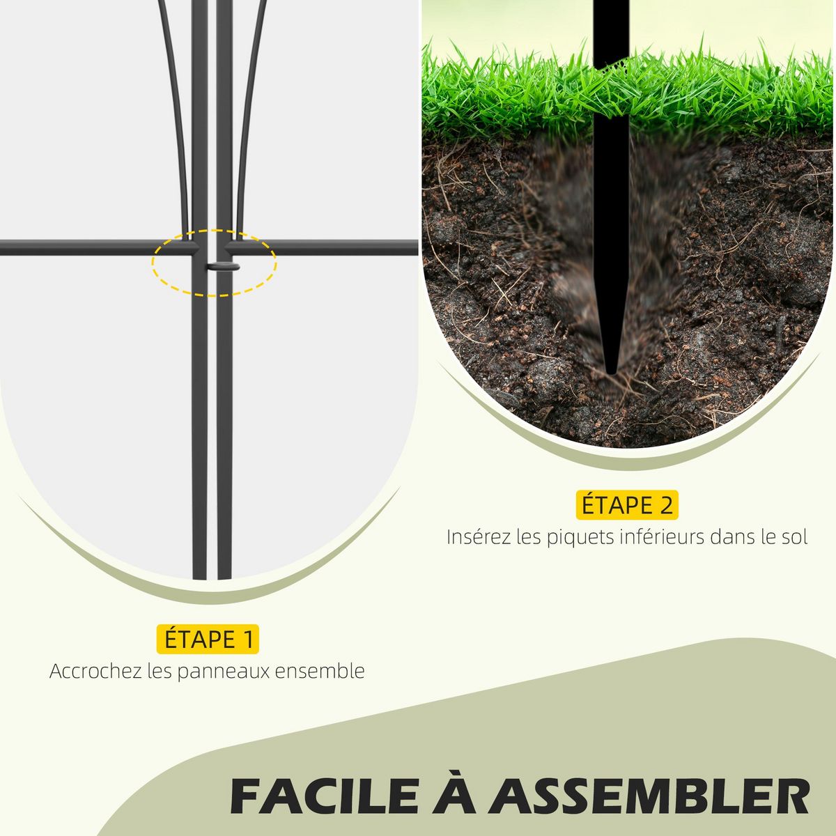 OUTSUNNY Lot de 5 clôtures de jardin décoratives en métal avec ornements - dim. totales 305L x 62H cm - noir