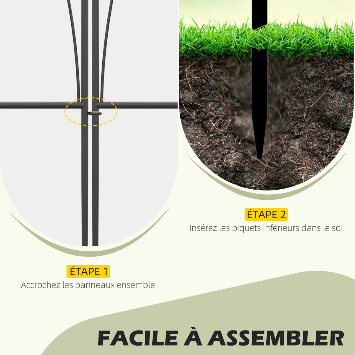 OUTSUNNY Lot de 5 clôtures de jardin décoratives en métal avec ornements - dim. totales 305L x 62H cm - noir