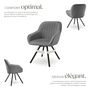 Voir la diapositive 3 : tectake Chaise pivotante avec accoudoirs rembourrée aspect velours gris Lot de 4