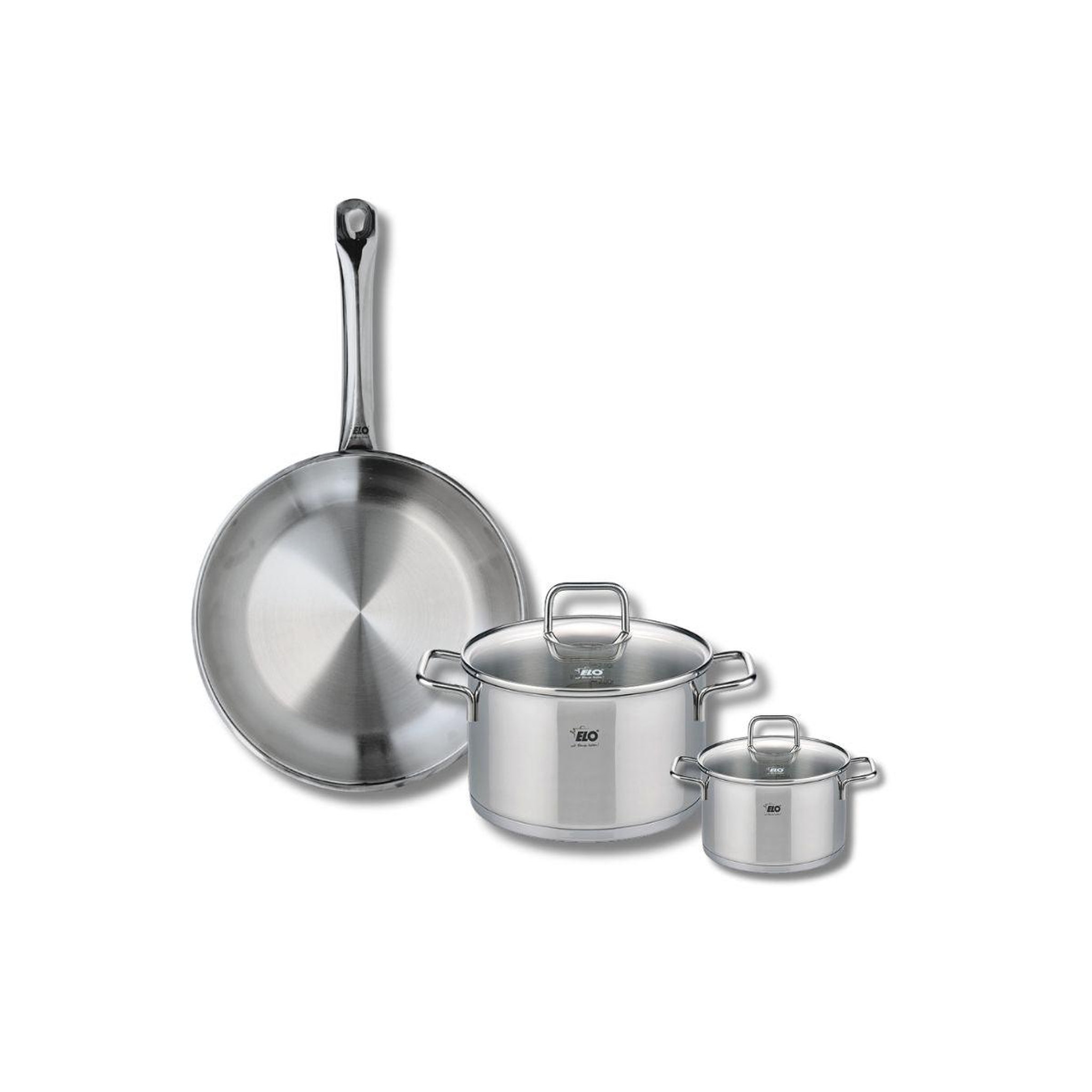 ELO Ensemble de 1 poêle de cuisson 28 cm et 2 faitouts 12 et 20 cm elo profi citrin
