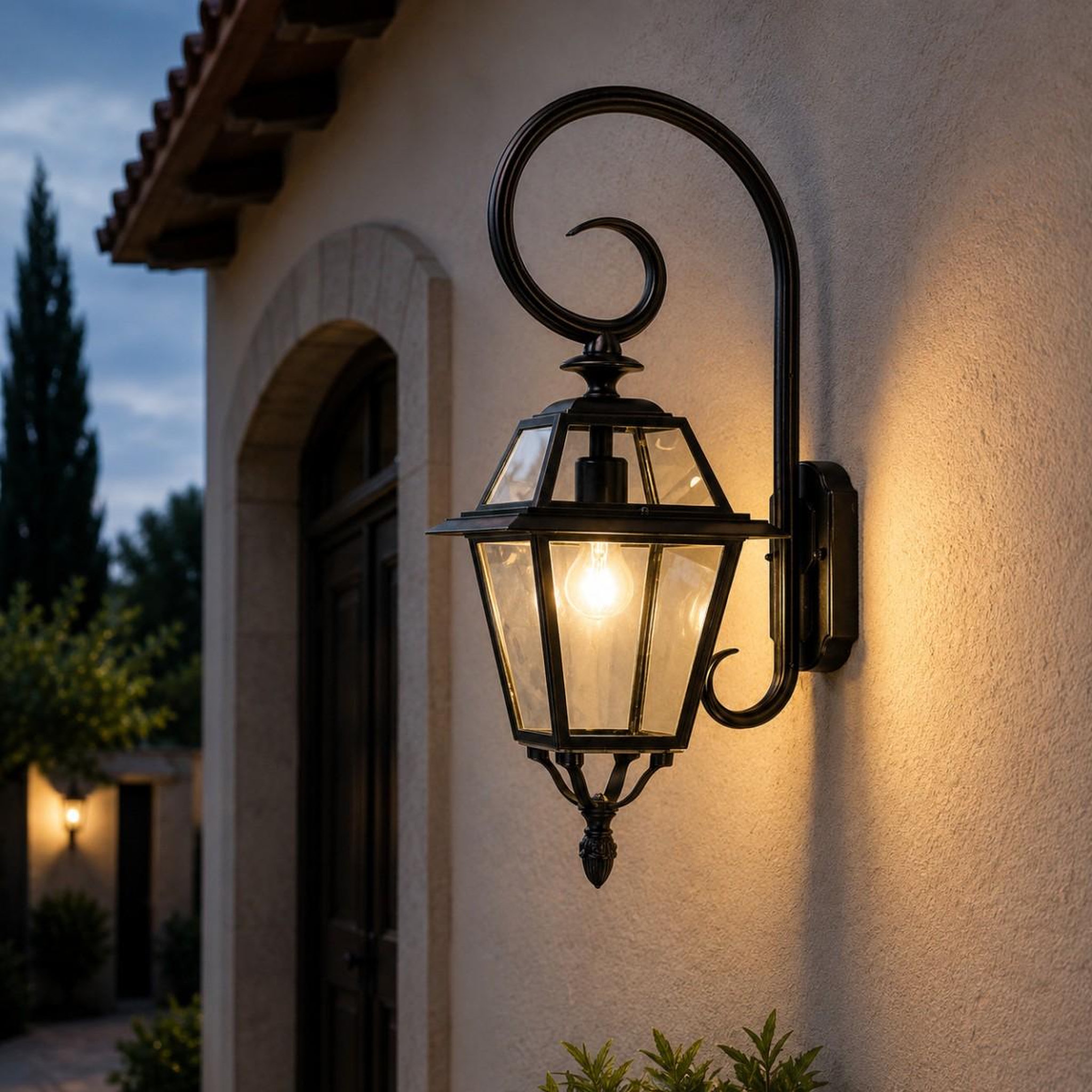 Voir la diapositive 2 : INTEC Applique murale chiaro di luna 33x70.8cm - lanterne noire antique ip44 douille e27 luminaire exterieur terrasse allée jardin