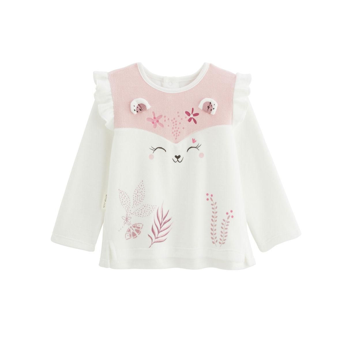 Petit Béguin Pyjama enfant 2 pièces en velours écru Louisa