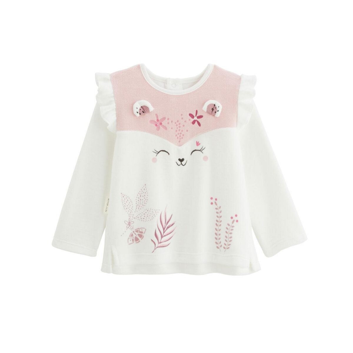 Petit Béguin Pyjama enfant 2 pièces en velours écru Louisa