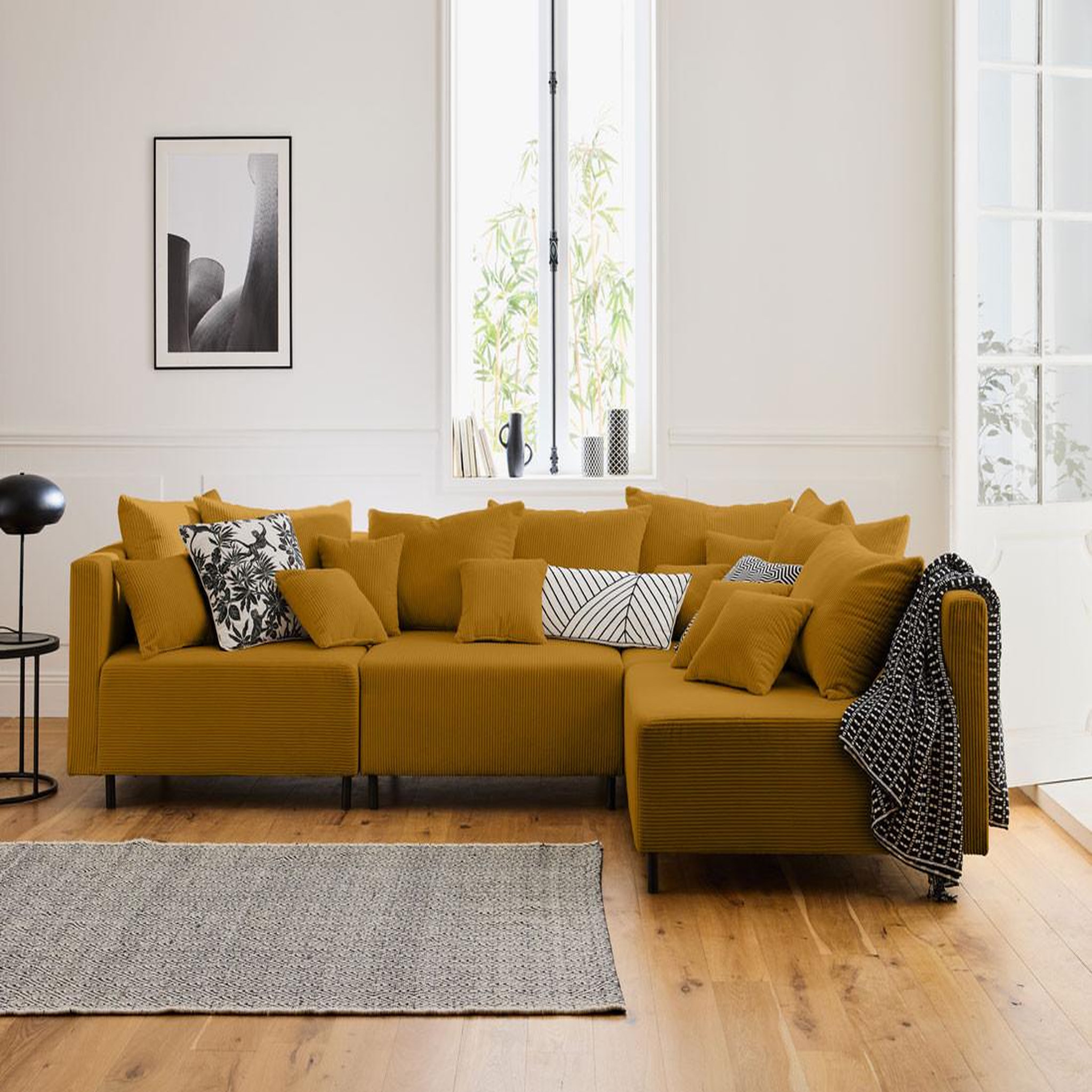 Voir la diapositive 2 : BEST MOBILIER Edinburg - module d'assise - en velours côtelé