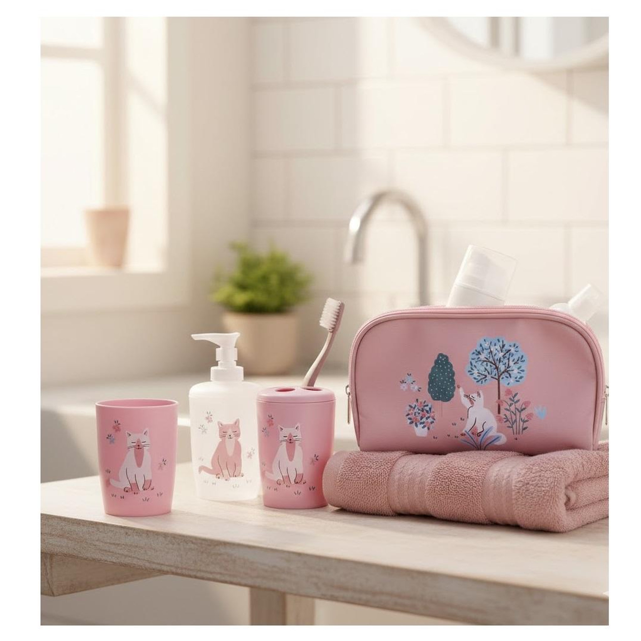 Voir la diapositive 2 : Eden Accessoires de salle de bain 4 pieces petit chaton