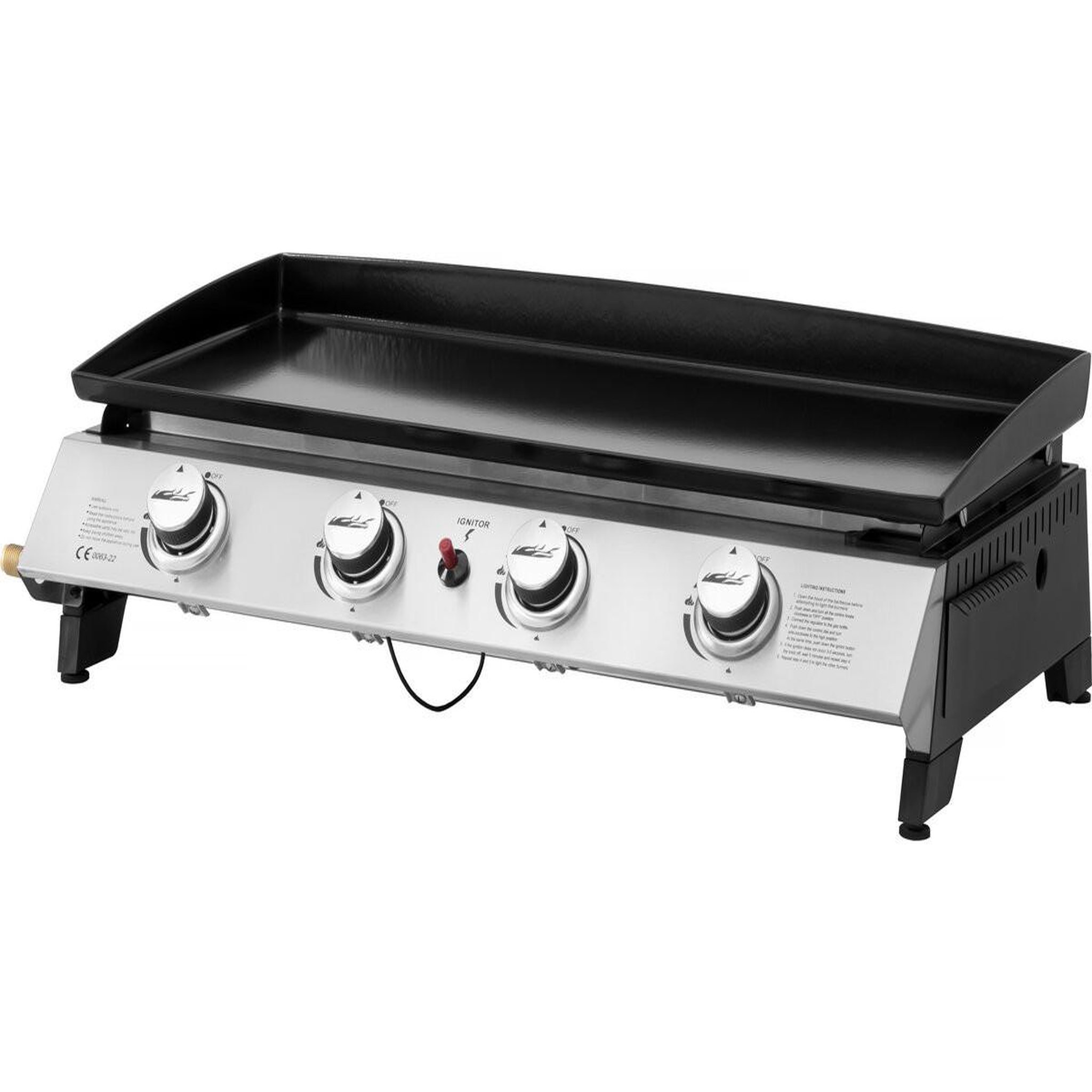 Voir la diapositive 3 : Habitat et Jardin Plancha à gaz avec 4 brûleurs en métal  Jolly  - 10 Kw - Gris
