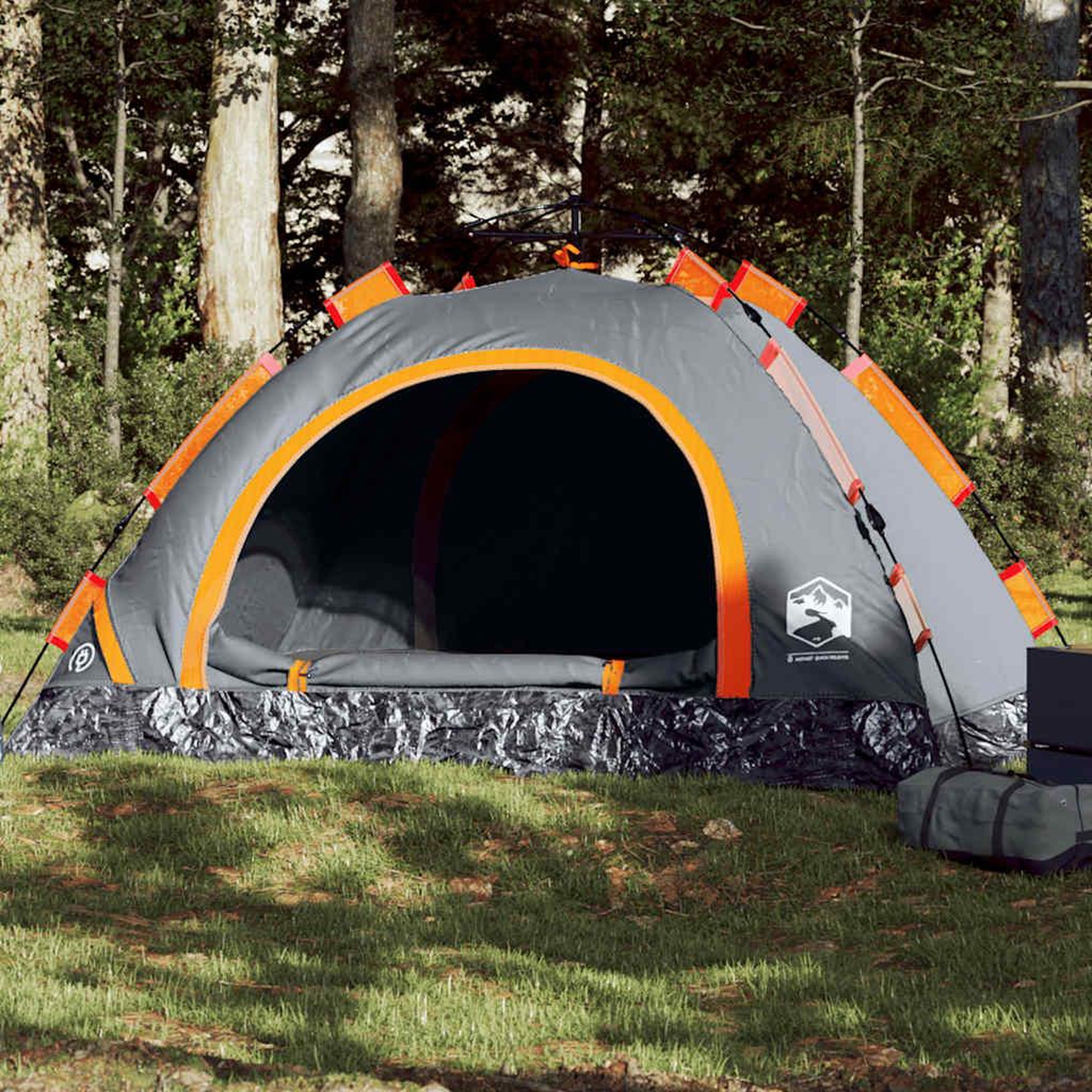 VIDAXL Tente de camping 3 personnes gris et orange liberation rapide